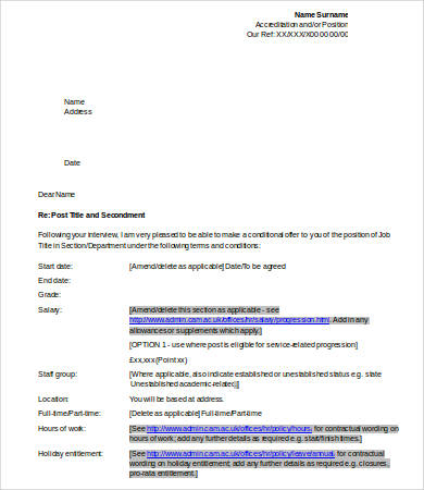 conditional offer letter