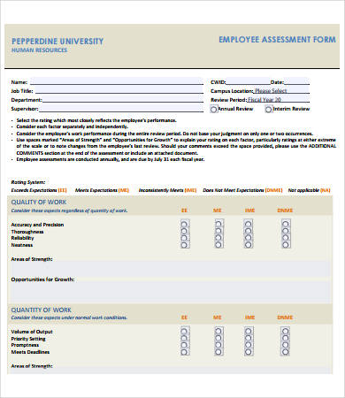 employee assessment form