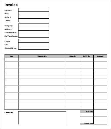 blank business invoice template