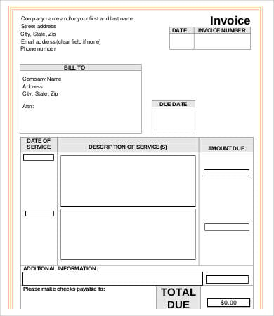 blank billing invoice template