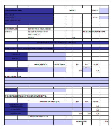 blank construction invoice template
