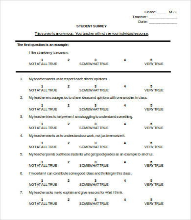 student survey template