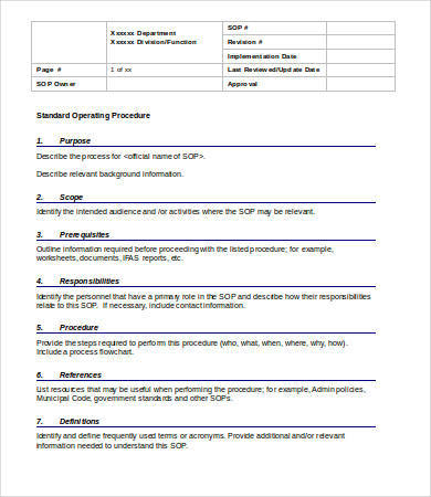 15+ Standard Operating Procedure Templates - PDF, DOC