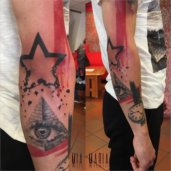 colorful arm tattoo for men