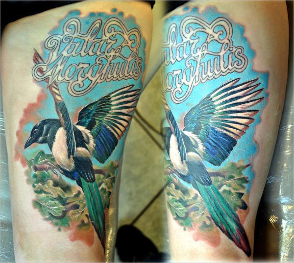 colorful bird tattoo