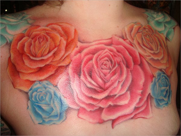 colorful flower tattoo design