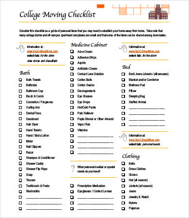 college moving checklist template1