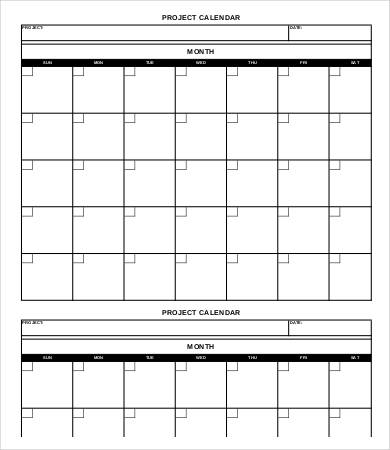blank project calendar template