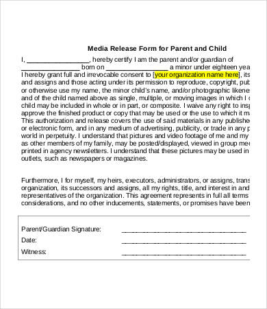 free media release form template