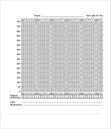 Printable Peak Flow Meter Chart