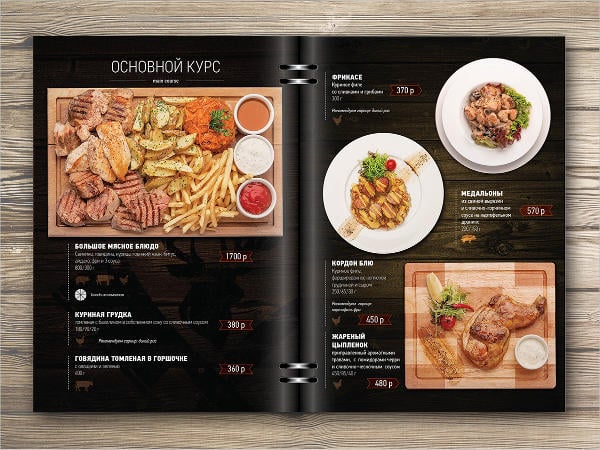 printed restaurant menu design