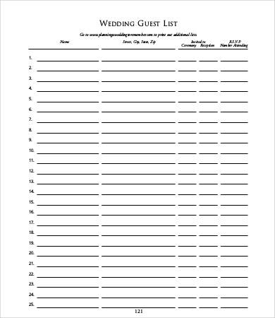 Guest List Templates 12 Word PDF Documents Download   Wedding Guest List Template 