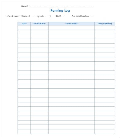 Running Log Template 9 Free Word Excel Pdf Documents Download Free Premium Templates