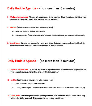 daily huddle agenda