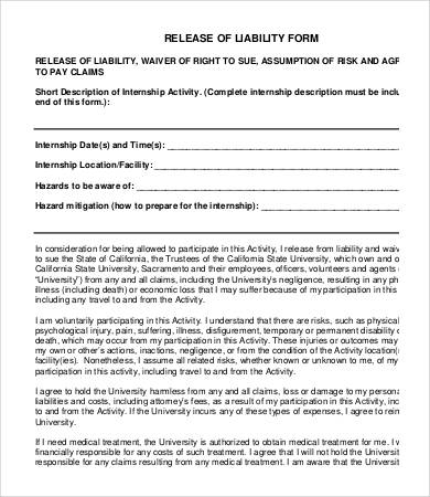 Release Of Liability Form Template - 8+ Free Sample, Example, Format