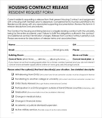 contract release form template