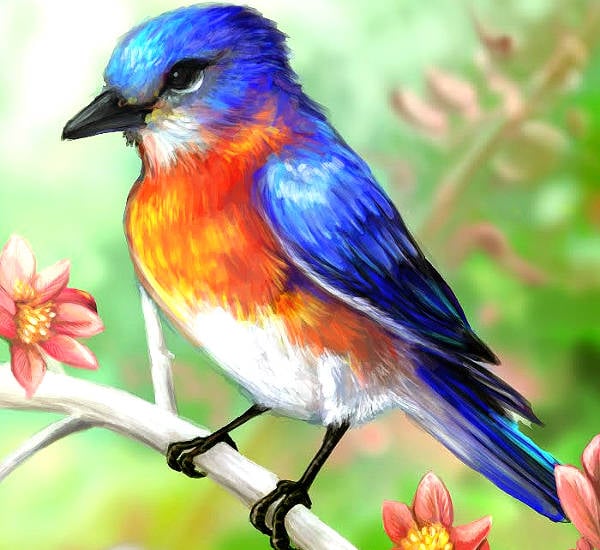 blue bird layer painting