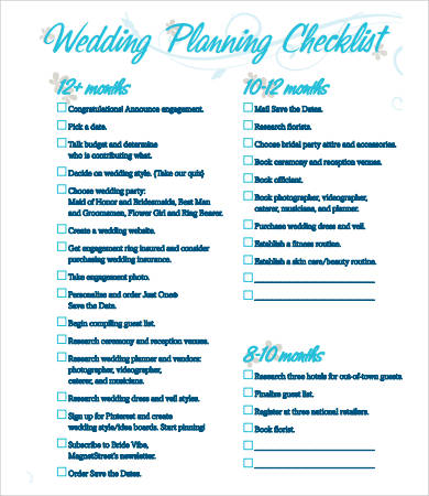 printable wedding checklist 12 free pdf documents
