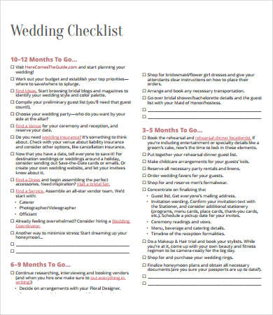 printable wedding party checklist