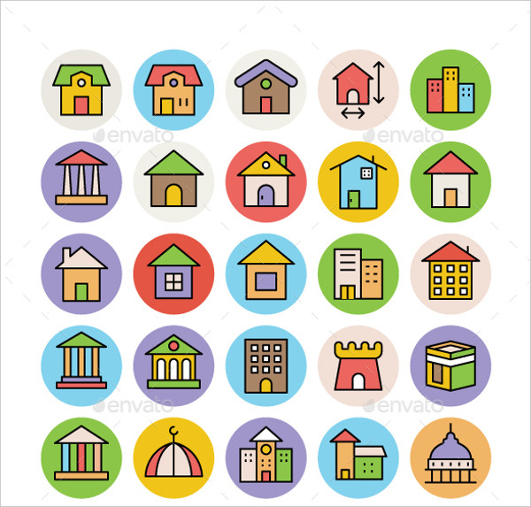 flat architecture icons