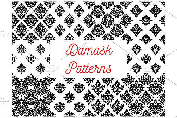 black and white damask pattern