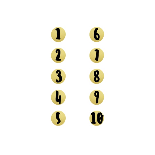 gold number stickers