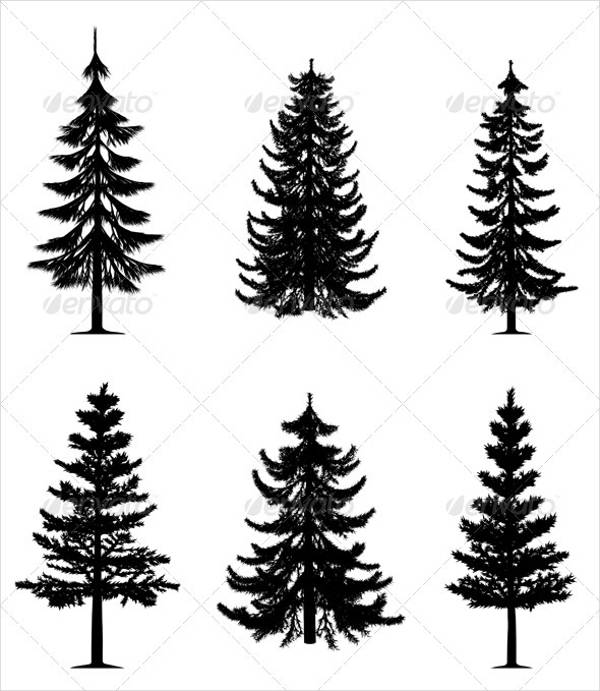 9 Pine Tree Silhouettes