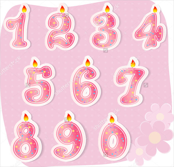 pink number stickers