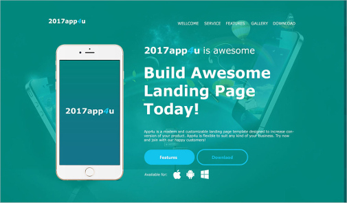mobile app landing page template