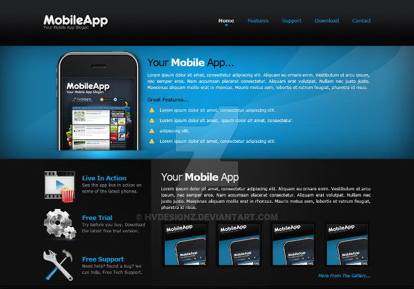 mobile app website template