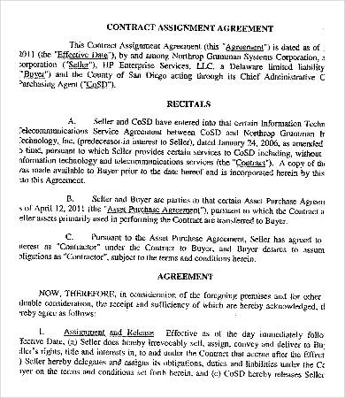 agreement to assignment meaning