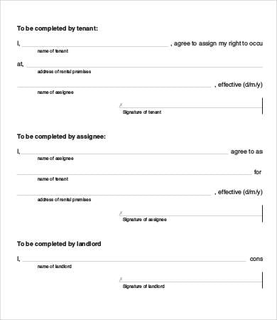 tenant assignment agreement template