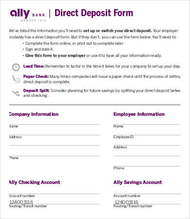 Direct Deposit Form Template - 9+ Free PDF Documents Download