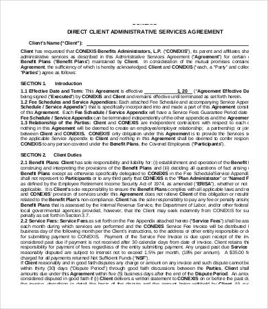 Administrative Services Agreement Template 10  Free Sample Example