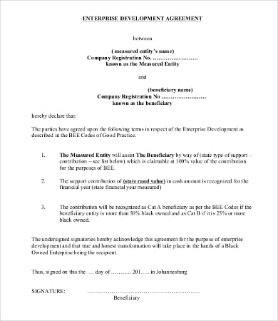 enterprise development agreement template