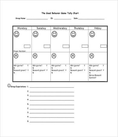 Behavior Tally Chart Printable