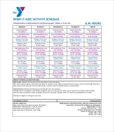 kids activity schedule