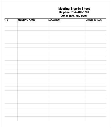 basic meeting sign in sheet template