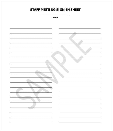 staff meeting sign in sheet template