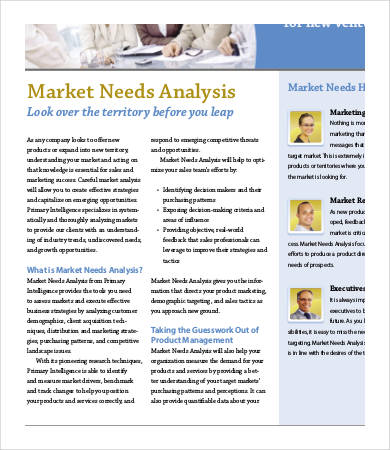 market needs analysis sample