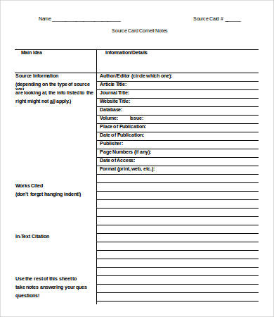 Cornell Notes Template Word - 5+ Free Word Documents ...