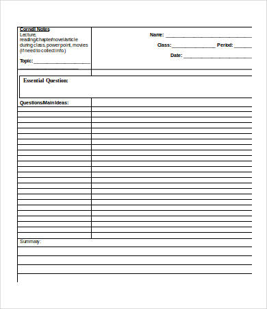 Cornell Notes Template Word - 5+ Free Word Documents Download