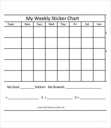 weekly sticker chart template