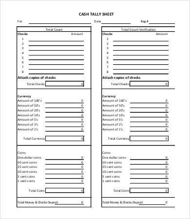 cash tally sheet template