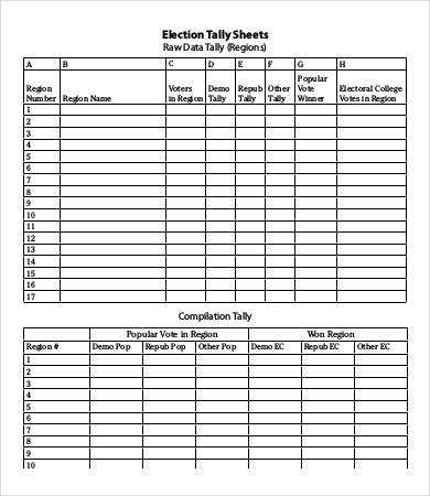 Tally Sheet Template - 13+ Free Word, PDF Documents Download