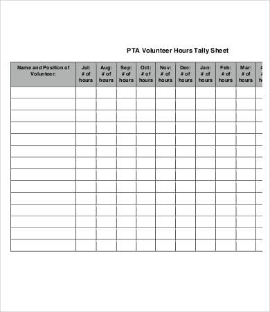 volunteer tally sheet template