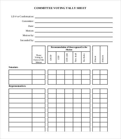voting tally sheet template