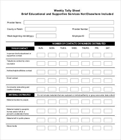 Tally Sheet Template - 13+ Free Word, PDF Documents Download