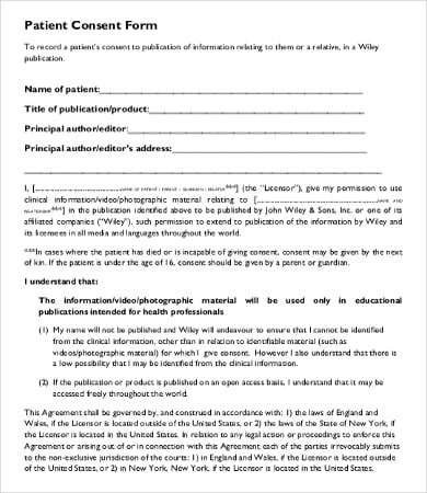 patient consent form template