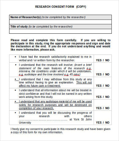research consent form template